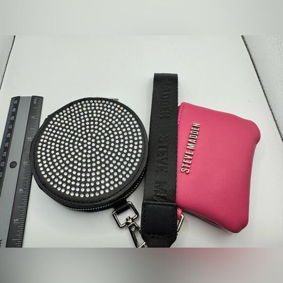 Steve Madden change purse / lot / Pink and Studded Black/ Interchangeable Strap - Picture 9 of 9